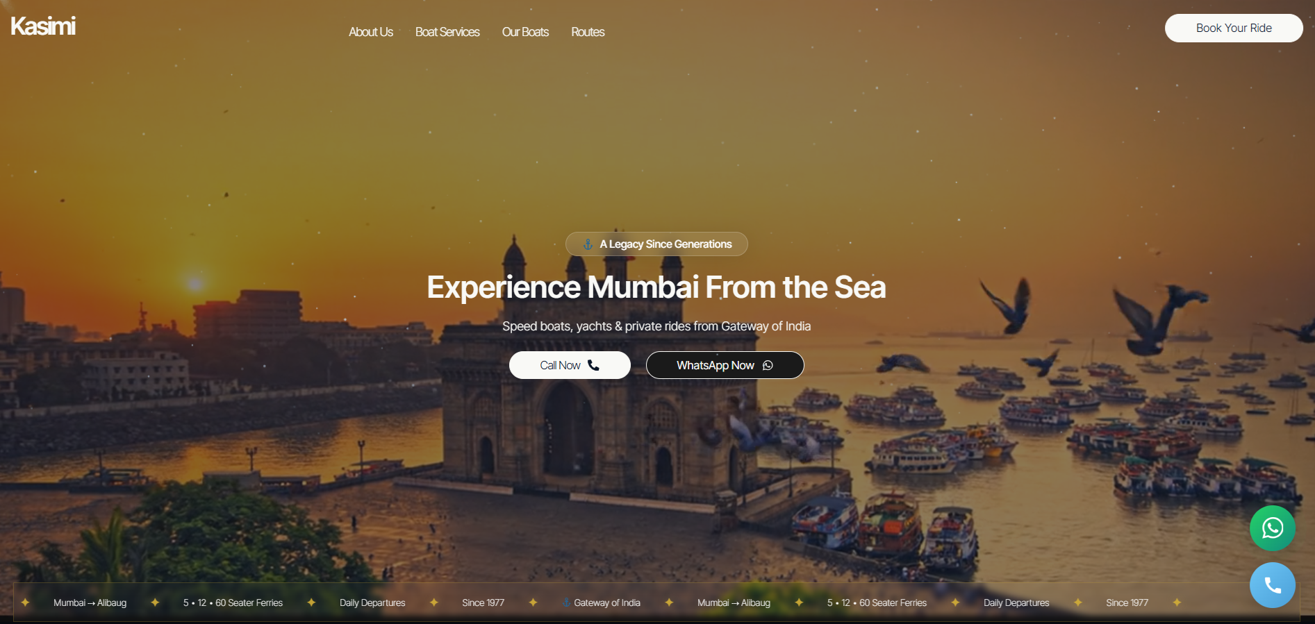 Kasimi Boats business website for yacht and boating services