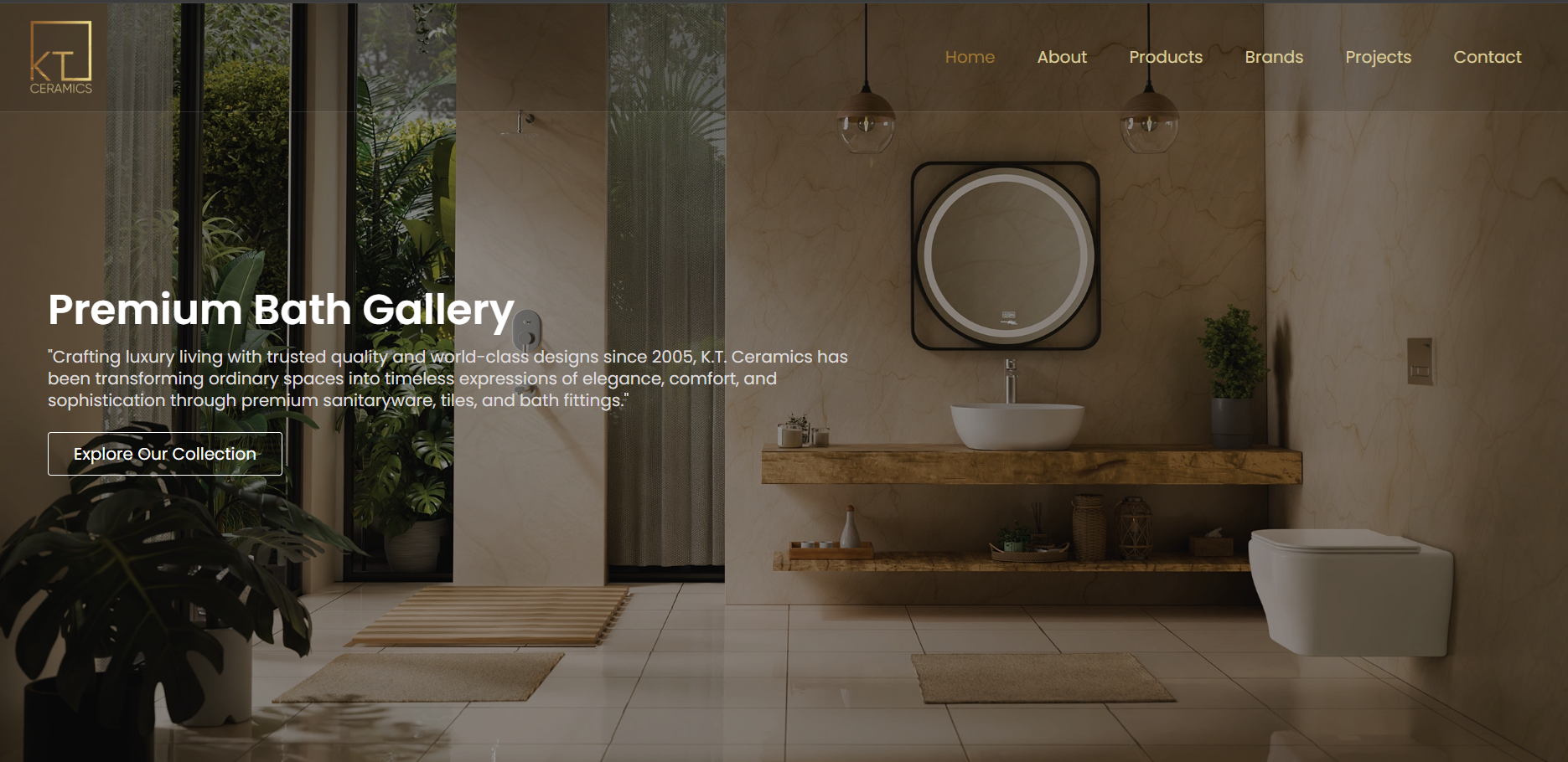 KT Ceramics product catalogue website for a ceramics manufacturer